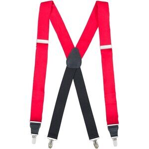 Hold'Em 100% Silk Suspenders for Men Clip End Dress Tuxedo - Red